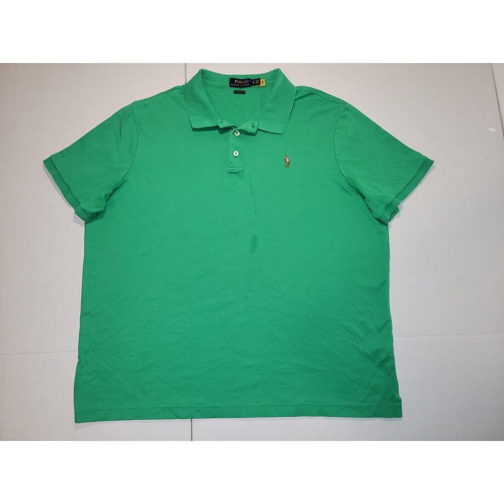 Polo Ralph Lauren Men's Green Pima Soft Touch Cotton Polo Shirt‎ Size XXL Logo